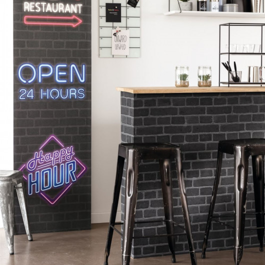 Papier peint vinyle sur intissé géométrique noir  BRICK - Au Bistrot d'Alice par Caselio - 100689190