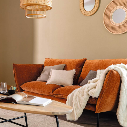 Papier peint vinyle sur intissé uni taupe clair  CANNELLE - Natté par Caselio - 101562010