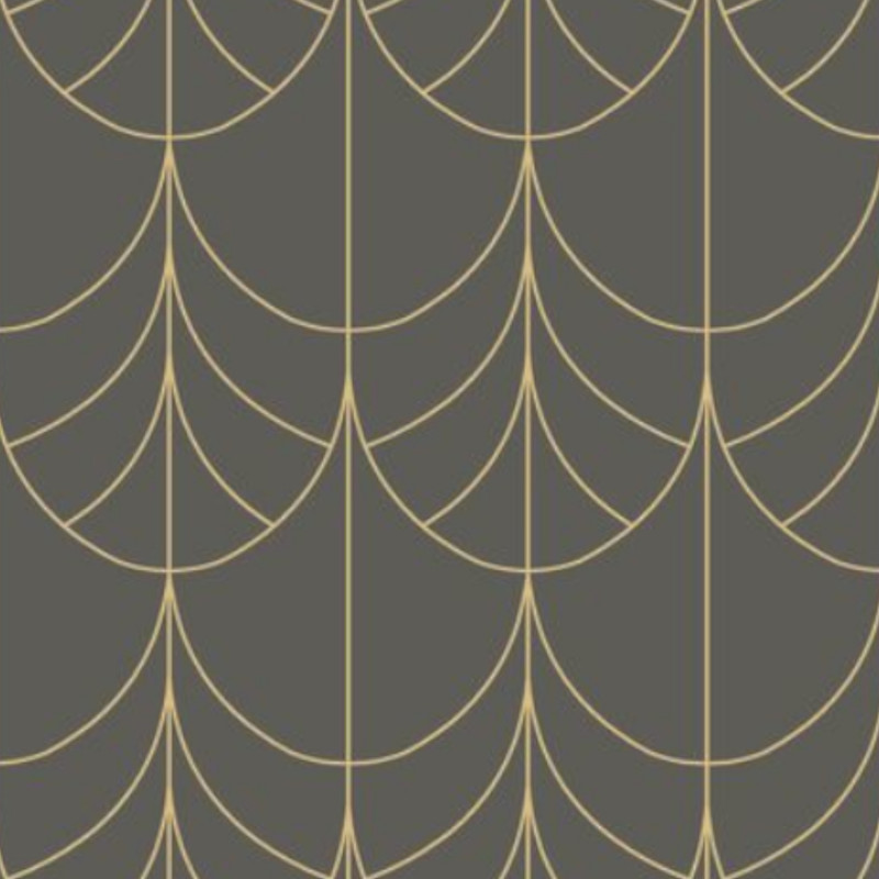 Papier peint intissé géométrique noir et doré FILAMENT - Belle époque par Casadeco - 82269512