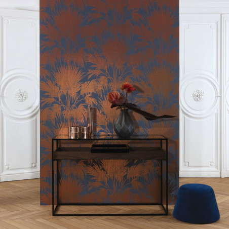 Papier peint intissé feuillage tropical cuivre JOSEPHINE FOIL - Belle époque par Casadeco - 82246415