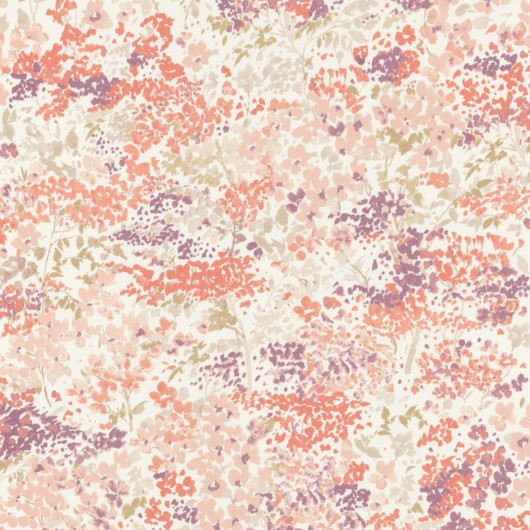Papier peint intissé floral rose et corail HUNTINGTON - Florescence par Casadeco - 82374323