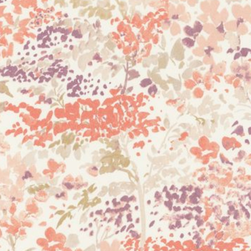 Papier peint intissé floral rose et corail HUNTINGTON - Florescence par Casadeco - 82374323