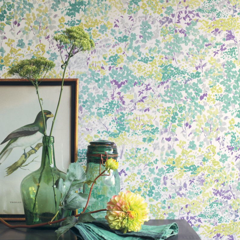 Papier peint intissé floral bleu et violet ESPRIT - Florescence par Casadeco - 82377338