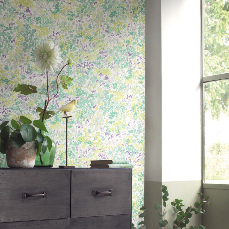 Papier peint intissé floral bleu et violet ESPRIT - Florescence par Casadeco - 82377338