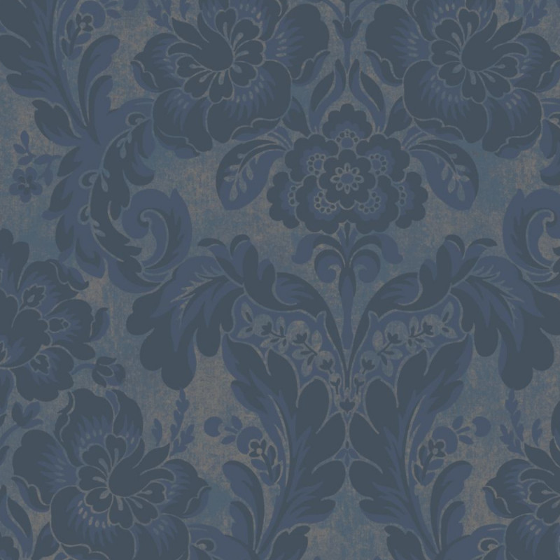 Papier peint intissé floral bleu et bronze DEMEURE BLEU - Montsegur par Casadeco - 86066474
