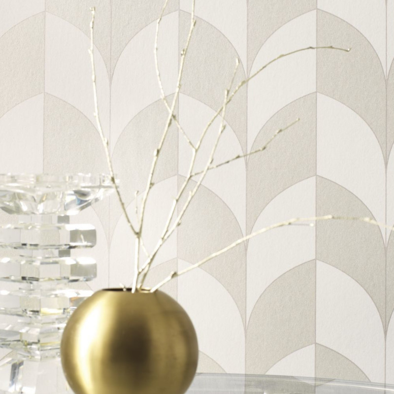 Papier peint intissé géométrique gris et blanc PARADOXE - Belle époque par Casadeco - 82259141