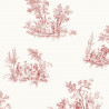 Papier peint intissé toile de jouy rouge SCENE BUCOLIQUE - Fontainebleau par Casadeco - 81518102