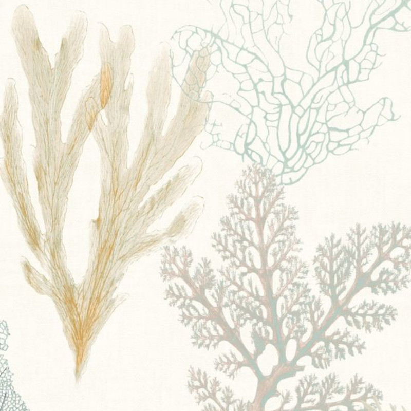 Papier peint vinyle sur intissé algues jaune et bleu CORAIL - Rivage par Casadeco - 83972127
