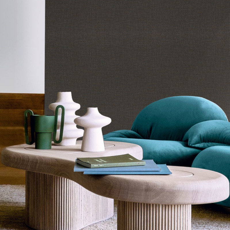 Papier peint vinyle sur intissé uni marron et gris FILIN - La Toile par Casamance - 74562242