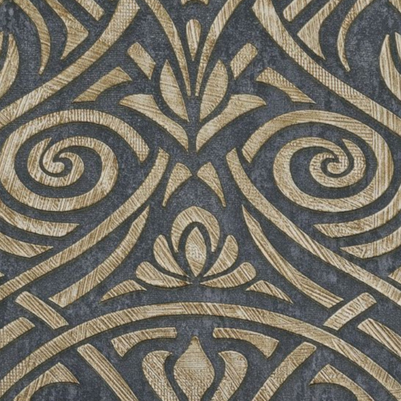 Papier peint vinyle sur intissé géométrique or RABAT NOIR - Mansour par Casamance - 74410426