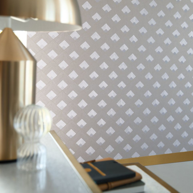 Papier peint intissé géométrique or et argent ONDES - Misura par Casamance - 74470722