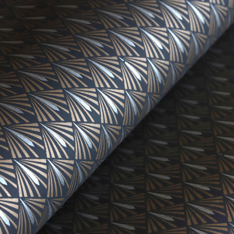 Papier peint intissé géométrique or et argent STEIN - Delta par Casamance - 73921150