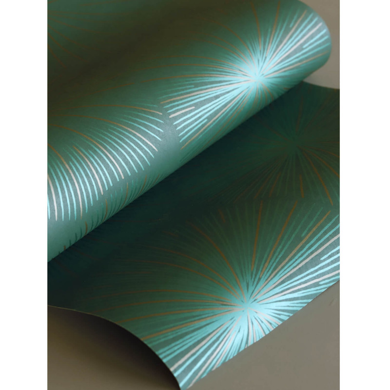 Papier peint intissé géométrique vert et doré OURSIN - Helsinki par Casadeco - 82047118