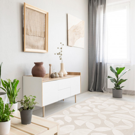 Tapis de salon - 160x230cm - Ethnique / Berbère écru et blanc cassé MAMBO par Balta