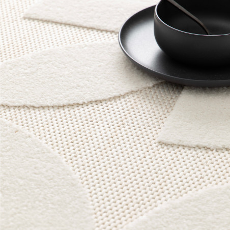 Tapis de salon - 160x230cm - Ethnique / Berbère écru et blanc cassé MAMBO par Balta