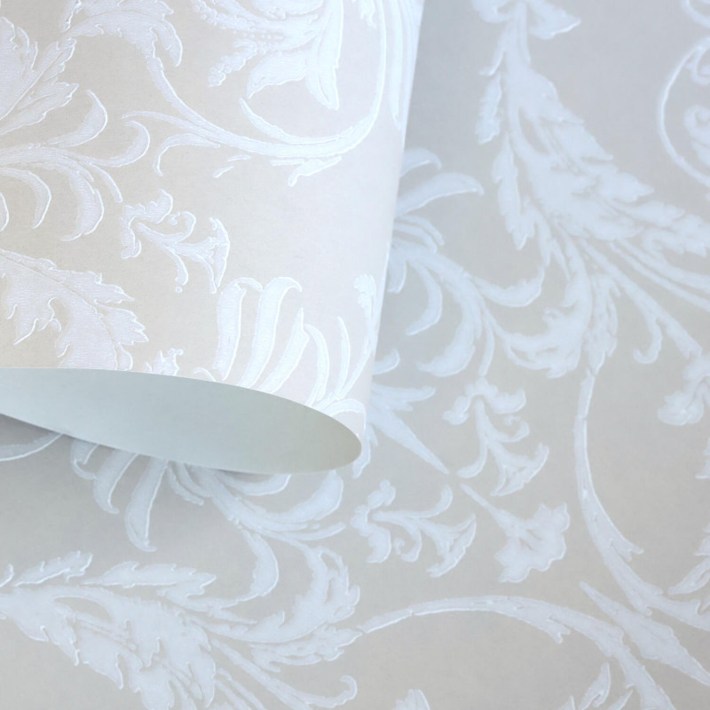 Papier peint intissé baroque blanc TRIANON - Montsegur par Casadeco - 86021218