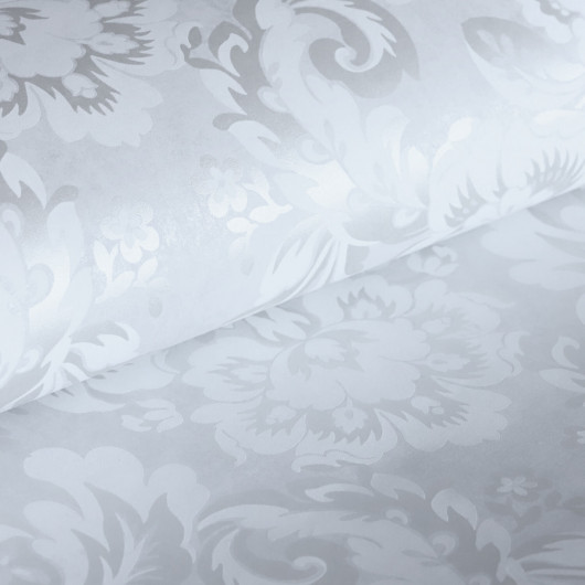 Papier peint intissé floral gris irisé et blanc DEMEURE - Montsegur par Casadeco - 86060164