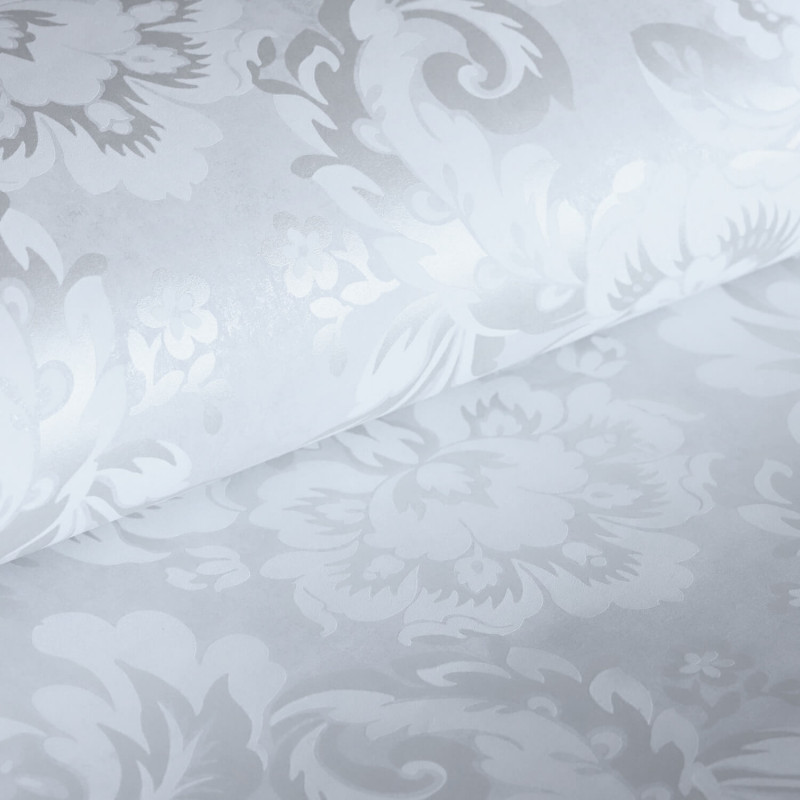 Papier peint intissé floral gris irisé et blanc DEMEURE - Montsegur par Casadeco - 86060164