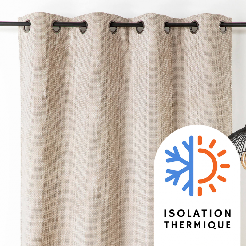 Prêt-à-Poser rideau isolant - 135cmx260cm - uni beige COLORADO par Linder