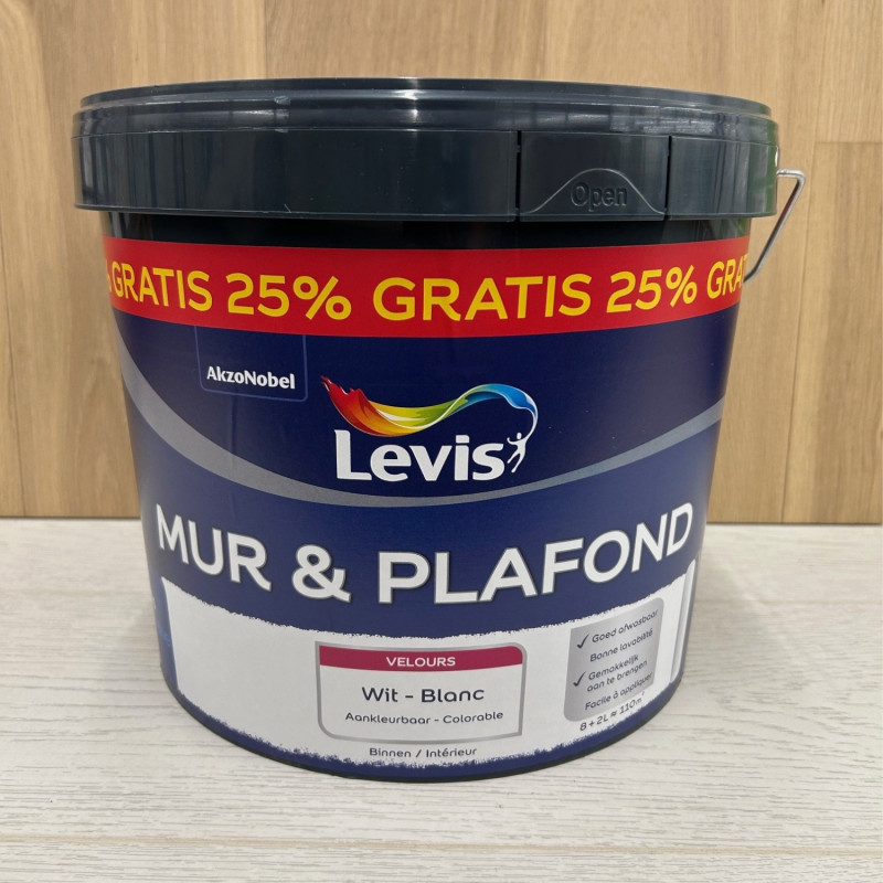 Peinture mur et plafond 4+1L gratuit blanc velours - Exclusive par Levis