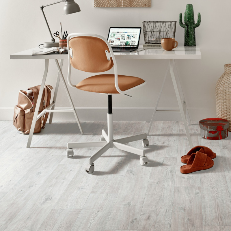 Sol Vinyle/PVC - 4m - parquet  blanc et beige ANAPURNA 506 -Texmark par IVC