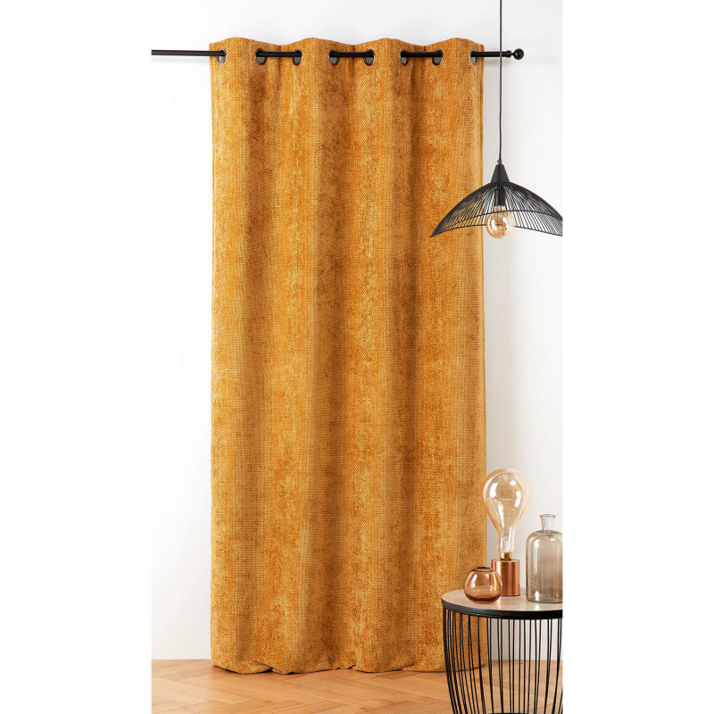 Prêt-à-Poser rideau isolant - 135cmx260cm - uni moutarde COLORADO par Linder