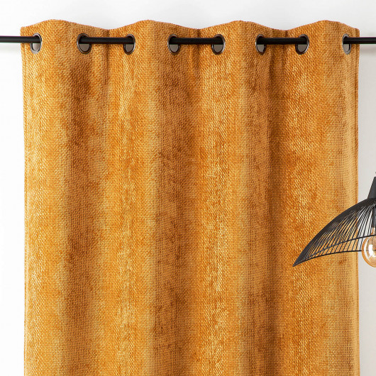 Prêt-à-Poser rideau isolant - 135cmx260cm - uni moutarde COLORADO par Linder