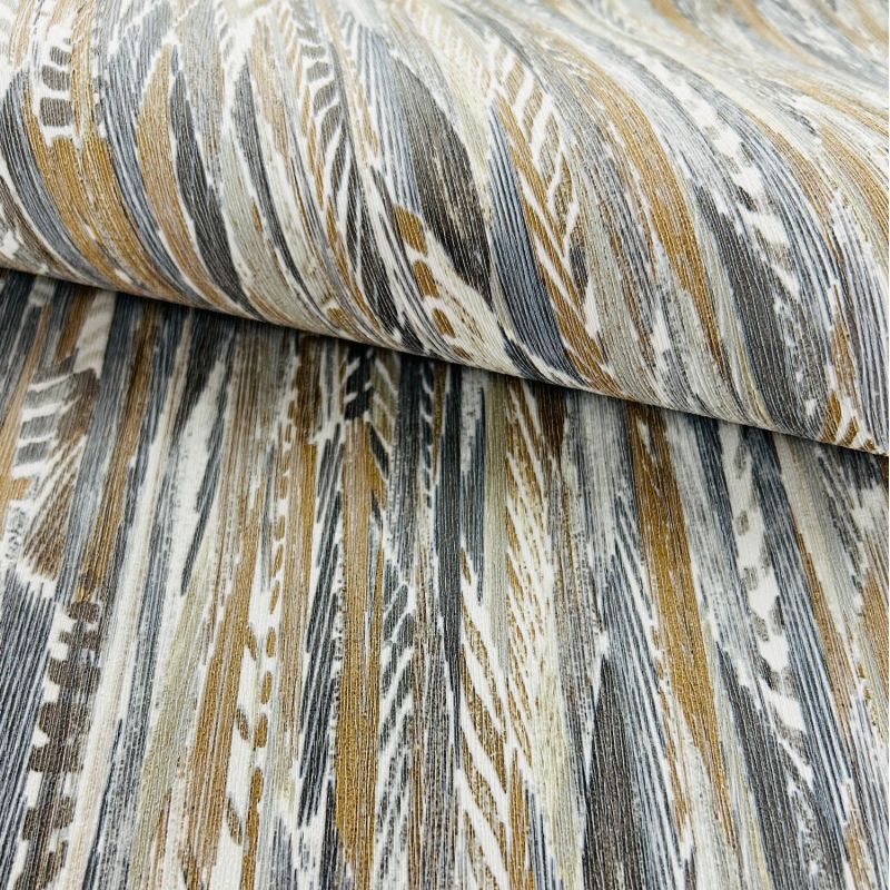 Papier peint vinyle sur intissé géométrique marron et gris LAHNA - Le Velours par Casamance - 74654758