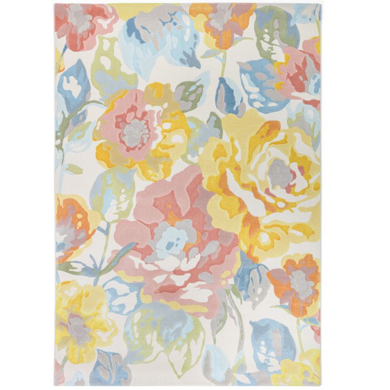 Tapis de salon - 160x230cm - Animal / Végétal gris et or Bloom par Osta