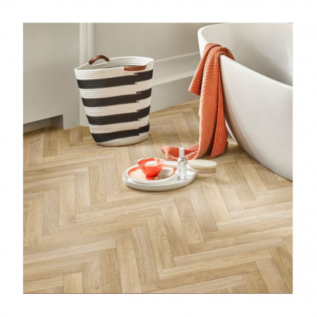 Sol Vinyle/PVC - 4m - parquet chevron chêne naturel ALASKA 536 - Textile Texas-New par IVC Sol Vinyle/PVC - 4m - parquet chevron chêne naturel ALASKA 536 - Textile Texas-New par IVC