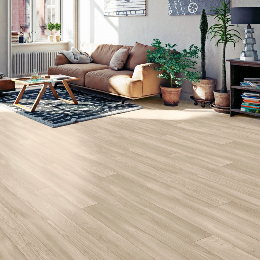 Sol Vinyle/PVC - 4m - parquet beige moyen et métallisé ALBA 532 - Smart Atento par IVC