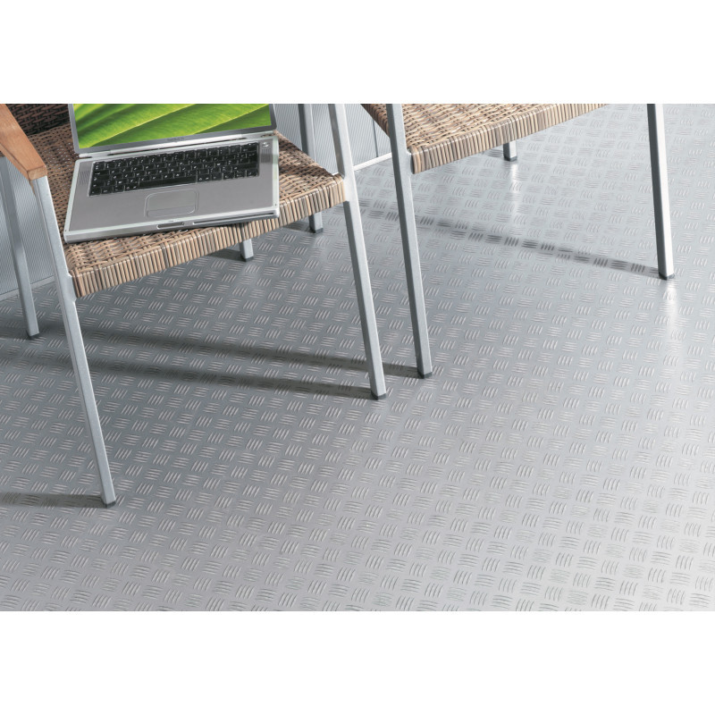 Sol Vinyle/PVC - 4m - tôle métallique grain de riz SOLID 91 -  Atento par IVC