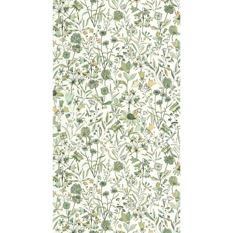 Papier peint intissé végétal vert et jaune paille JARDIN DE GIVERNY - Art of Botany par Caselio - 103000798