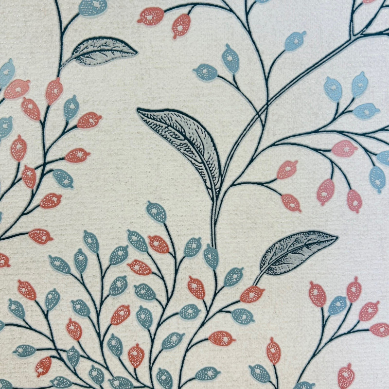 Papier peint expansé sur intissé floral bleu et terracotta FLORAL TRAIL - Millésime par Lutèce - 11211001