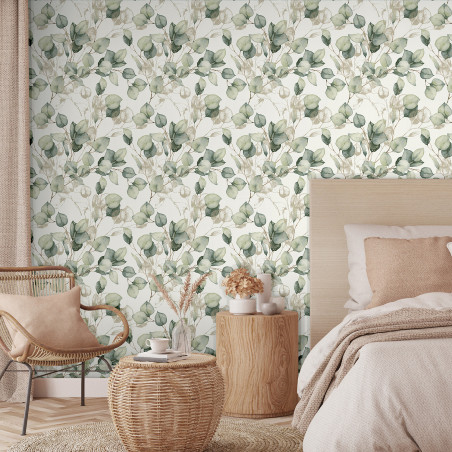 Papier peint vinyle sur intissé végétal vert EUCALYPTUS - Les Essentiels par Lutèce - 11250204
