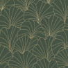 Papier peint expansé sur intissé art déco vert kaki et or PETALES - Les Essentiels par Lutèce - 51211604