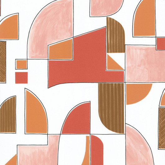 Papier peint vinyle sur intissé géométrique terracotta et marron MACRAME - Les Essentiels par Lutèce - 51234905