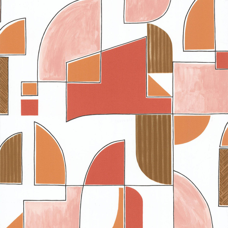 Papier peint vinyle sur intissé géométrique terracotta et marron MACRAME - Les Essentiels par Lutèce - 51234905