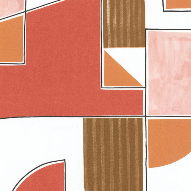 Papier peint vinyle sur intissé géométrique terracotta et marron MACRAME - Les Essentiels par Lutèce - 51234905