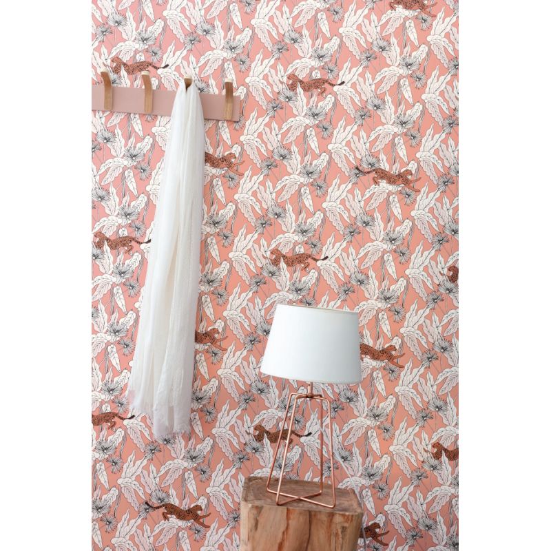 Papier peint intissé végétal corail et blanc FANTAISY WORLD - The Place to Bed par Caselio - 101774001