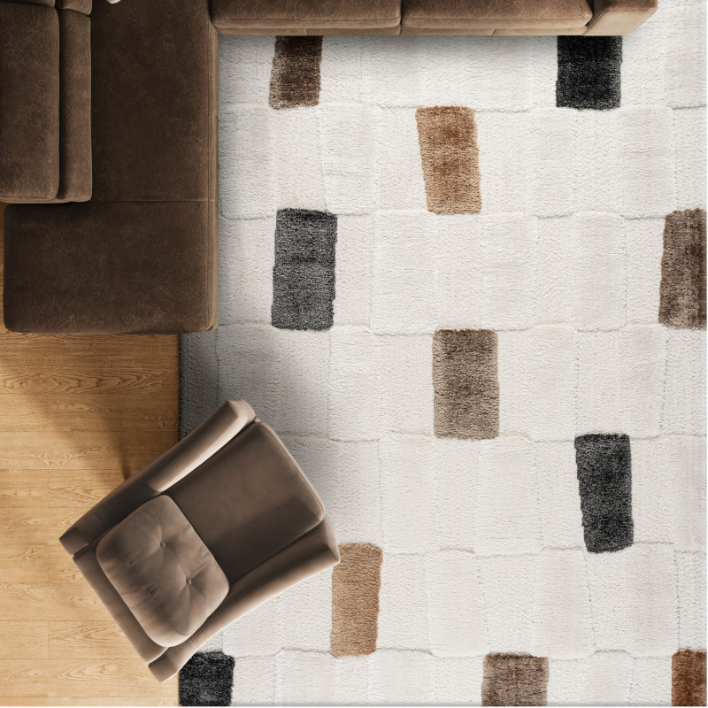 Tapis de salon - 160x230cm - Contemporain gris, marron et blanc Limba par Ragolle