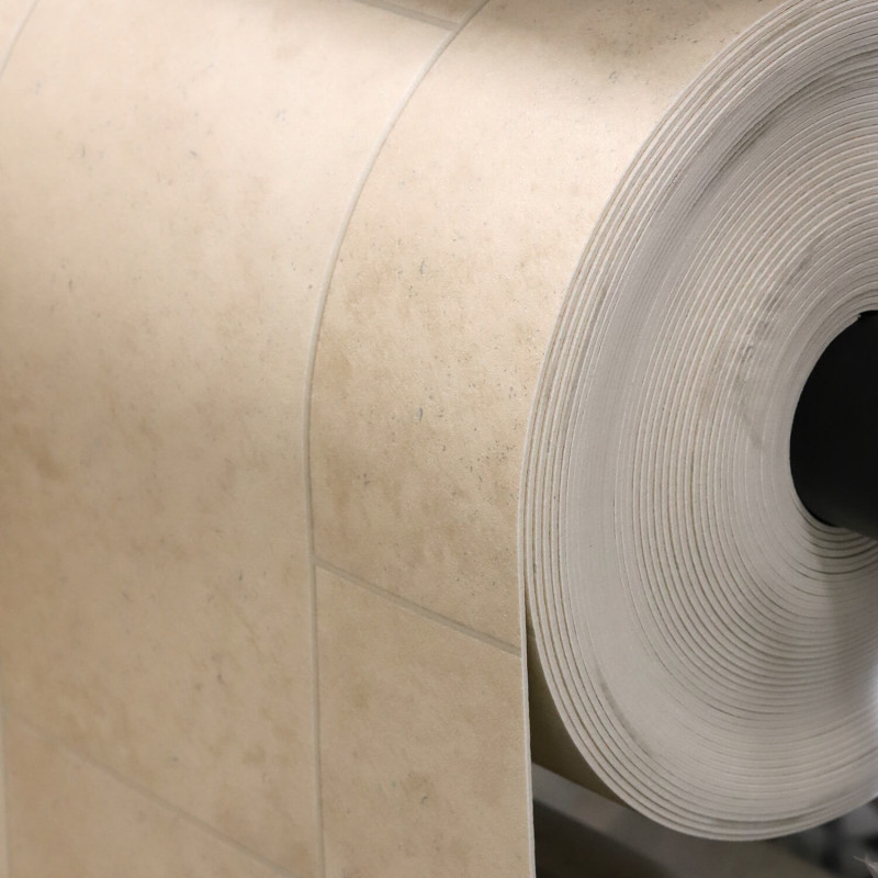 Sol Vinyle/PVC - 3m - carrelage beige ton pierre GALERIE 503 - Essential  Bingo par IVC