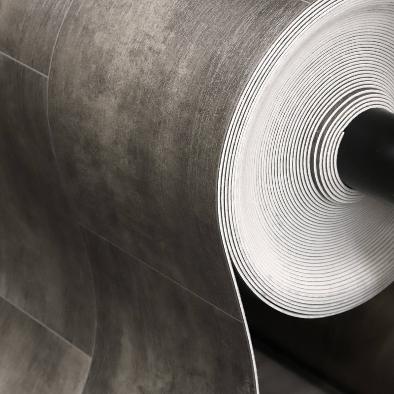 Sol Vinyle/PVC - 4m - carrelage marron et reflets gris métallisé BRIGHTON 594 Prestige Texmark par IVC