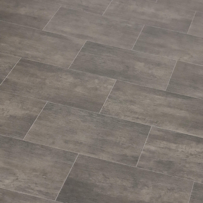 Sol Vinyle/PVC - 4m - carrelage marron et reflets gris métallisé BRIGHTON 594 Prestige Texmark par IVC