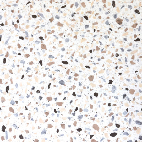 Sol Vinyle/PVC - 4m - terrazzo beige et noir sur fond écru MARMETTE 534 Prestige Ultimate Stone - par IVC