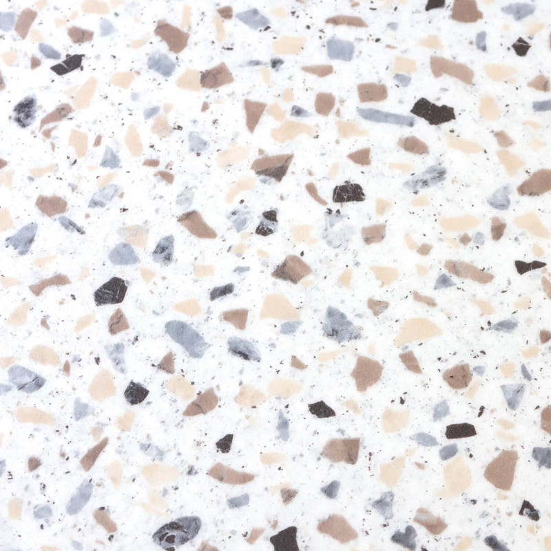 Sol Vinyle/PVC - 4m - terrazzo beige et noir sur fond écru MARMETTE 534 Prestige Ultimate Stone - par IVC