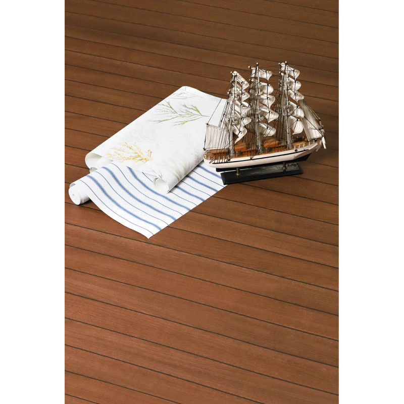 Sol Vinyle/PVC - 2m - pont de bateau teck et noir CLIPPER 536 Prestige Texmark par IVC