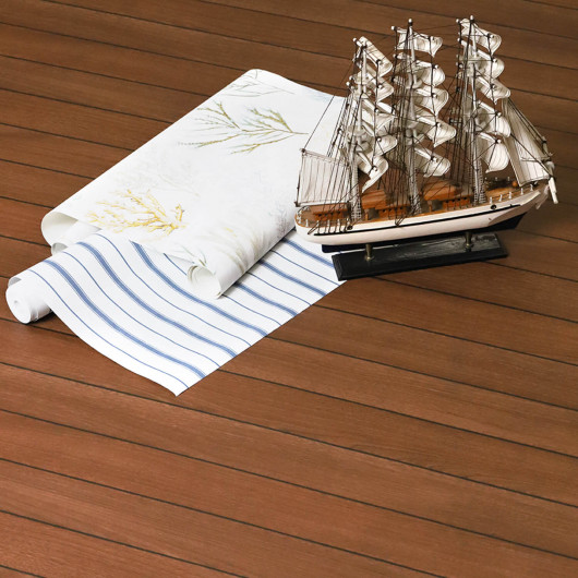 Sol Vinyle/PVC - 2m - pont de bateau teck et noir CLIPPER 536 Prestige Texmark par IVC