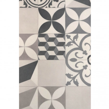 Sol Vinyle/PVC - 4m - carreaux de ciment gris et noir et fond greige FELIZ 592 Prestige Texmark par IVC Sol Vinyle/PVC - 4m - carreaux de ciment gris et noir et fond greige FELIZ 592 Prestige Texmark par IVC