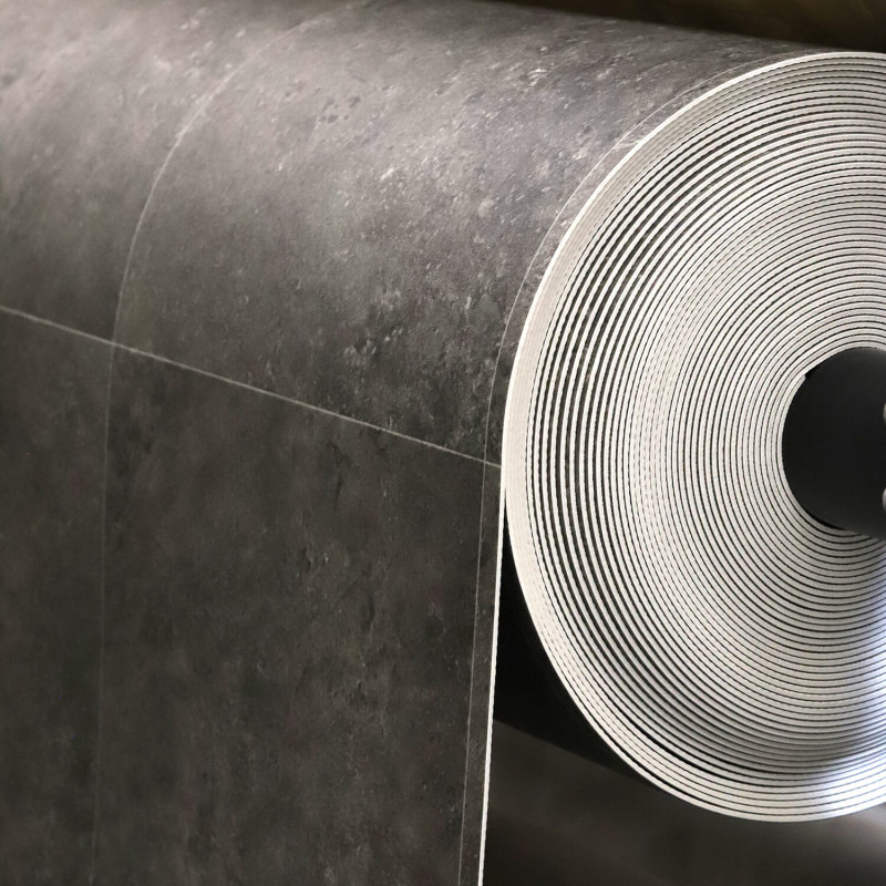 Sol Vinyle/PVC - 3m - carrelage gris anthracite VERNAZZA 599 - Essential Vigan par IVC